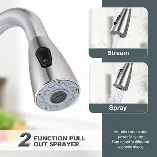 IVIGA Single-Handle Pull-Out Sprayer Kitchen Faucet With Deckplate And Soap Dispenser, Brushed Nickel - VSK03-S