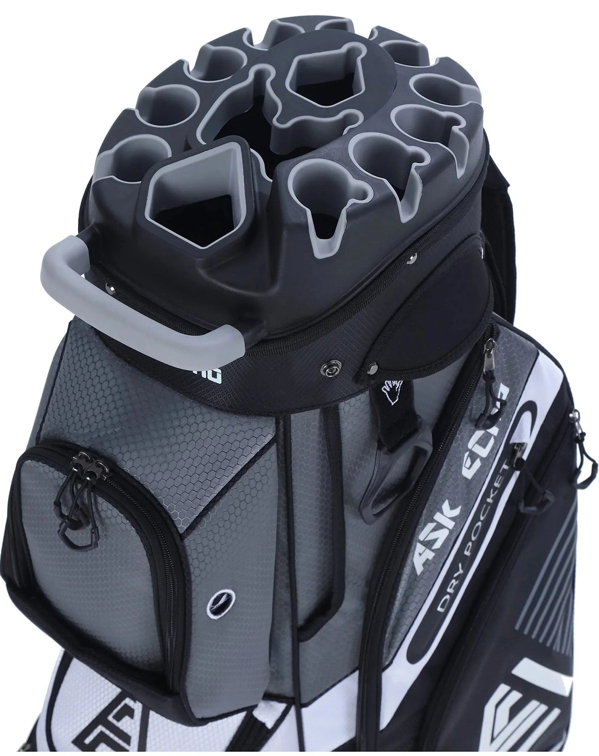 ASK ECHO Golf Cart Bag, 14-Compartment, Gray, Nylon - T-Lock
