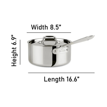All-Clad D3 Stainless 3-Ply Bonded 3 Quart Saucepan With Lid