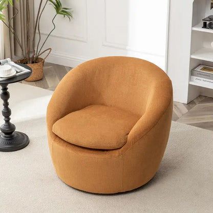 Boucle Swivel Barrel Accent Chair With 360 Degree Rotation
