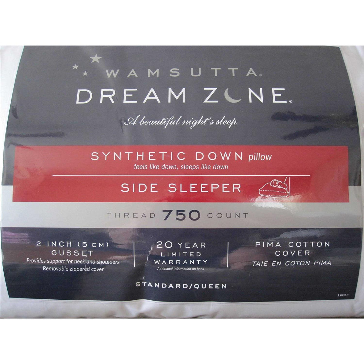 Wamsutta Dream Zone Synthetic Down Side Sleeper Pillow, Standard/Queen, White