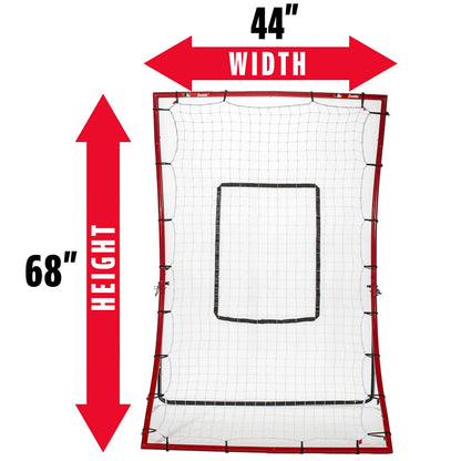 Baseball Rebounder And Pitchback Trainer Net, 65in W x 44in H, 1in Steel Frame