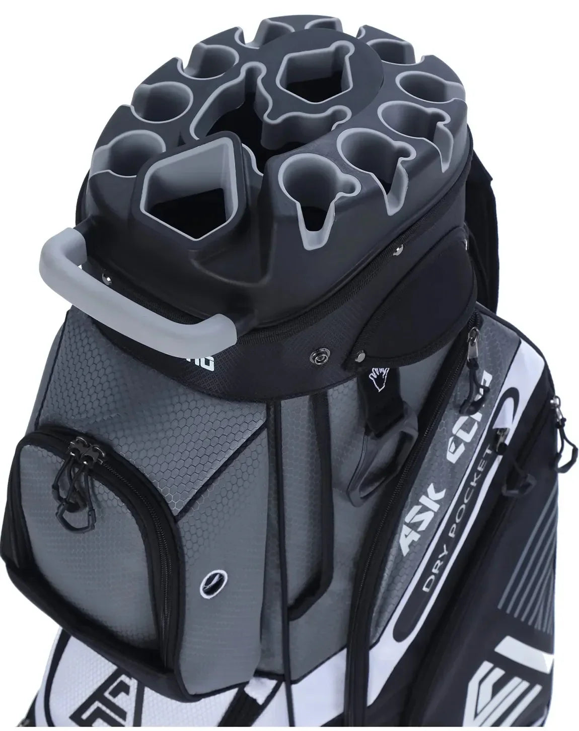 ASK ECHO Golf Cart Bag, 14-Compartment, Gray, Nylon - T-Lock