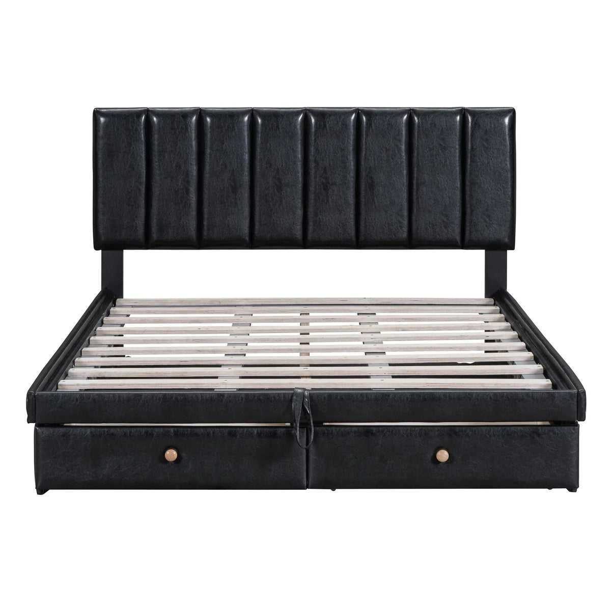 Roomfitters Full Size Upholstered Platform Bed With Hydraulic Storage System, 2 Drawers, Black - 78in L x 60.6in W x 37.8in H