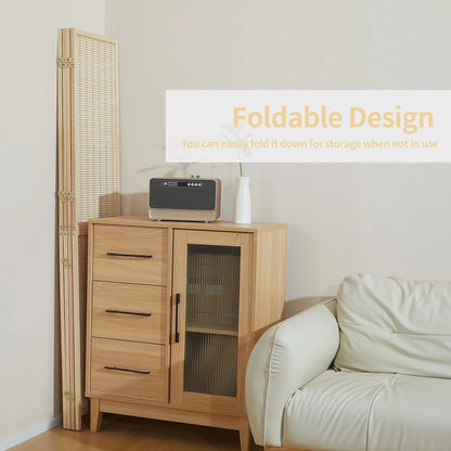 Bamboo 4-Panel Folding Room Divider, 6FT