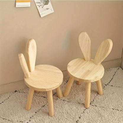 Ecoboom Wooden Rabbit Ears Stools, 2pcs - Rubber Wood
