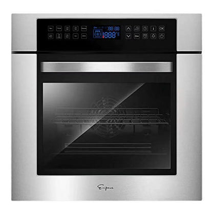 Empava 24 Inch Electric Single Wall Oven, 10 Cooking Functions, Stainless Steel