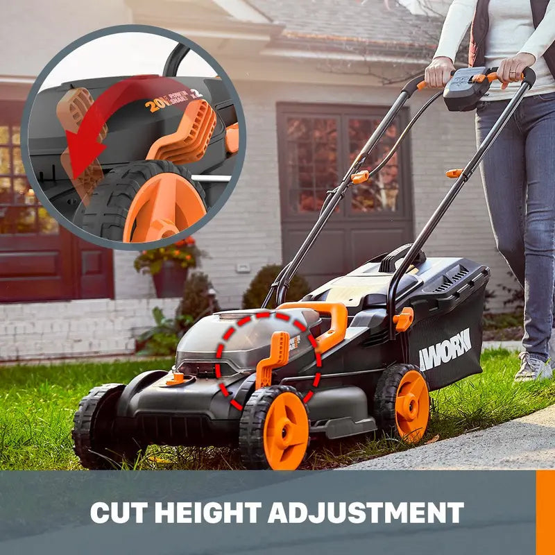 Worx Cordless Lawn Mower 40V 14 inch With Two 20V 4.0Ah Batteries And Dual Charger