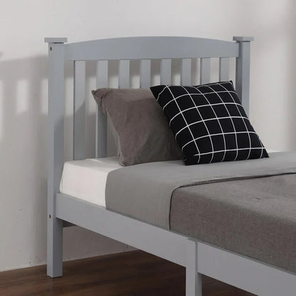 Ktaxon Wood Bed Frame With Headboard And Footboard, Gray Twin Size