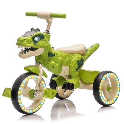 Xuanlur Kids' Dinosaur Tricycle With Flash Wheels, Music And LED Lights - Green