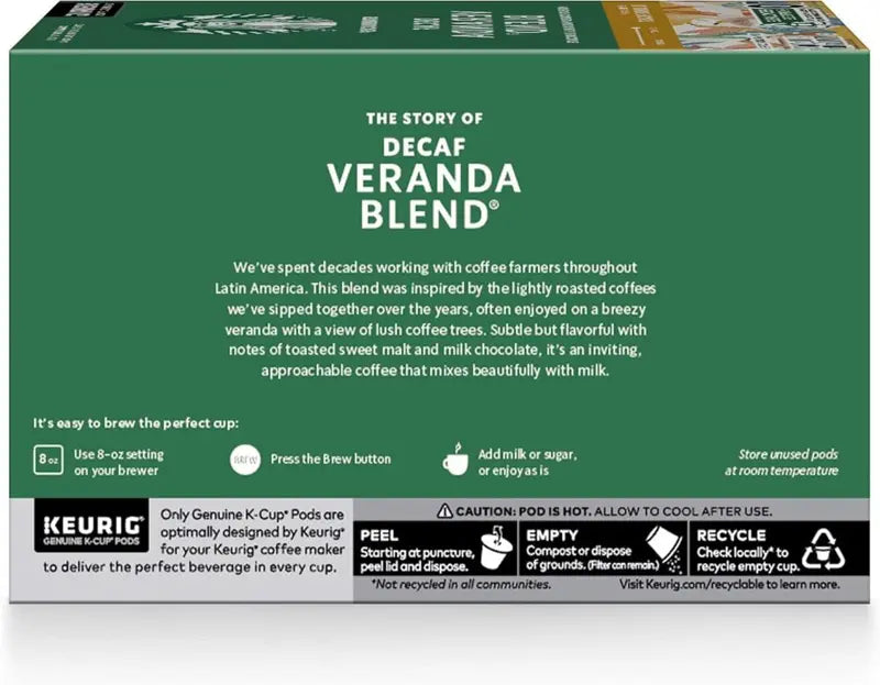 Starbucks Decaf Veranda Blend Blonde Roast K-Cup Coffee Pods, 100% Arabica, 60 Pods
