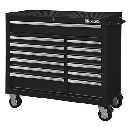Westward Rolling Tool Cabinet, Black, 42 in x 18 15/16 in x 39 13/16 in, 13 Drawers - 32H892
