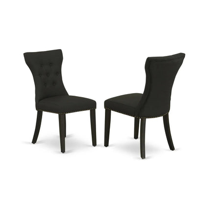 HomeStock Rustic Retreat Furniture 5-Piece Dining Set With 4 Parson Chairs, Butterfly Leaf Table, Hardwood Frame, Black - Wega5-Blk-24