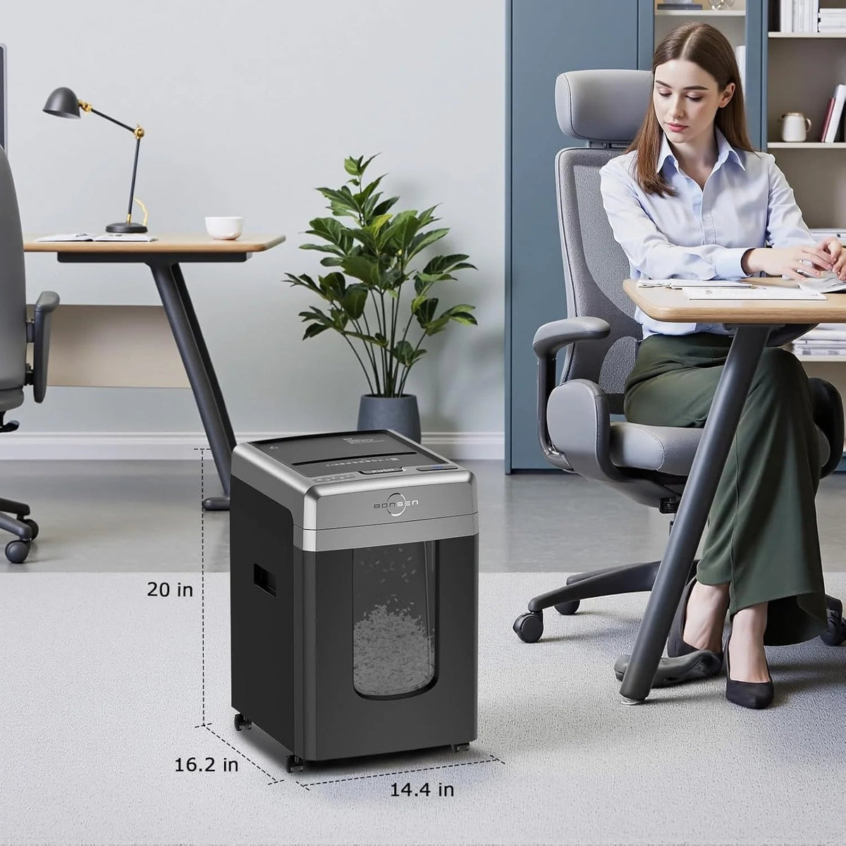 BONSEN Auto Feed Micro-Cut Paper Shredder, 300-Sheet, 60 Min, P-4, 8.1 Gal - Black