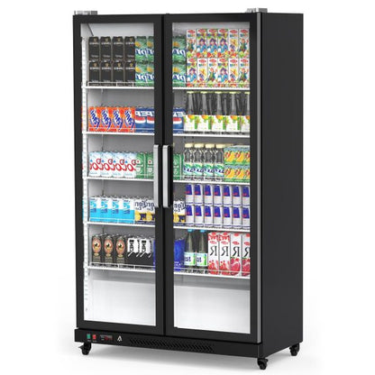 Commercial Glass Door Refrigerator With LED Lighting, 39 Cubic Feet, Double Swing Doors, Black - G2R2rMF5YckUZx1BD5-tawsNc1
