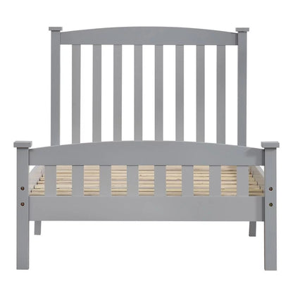 Ktaxon Wood Bed Frame With Headboard And Footboard, Gray Twin Size