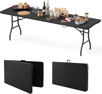 Folding Table With HDPE Top And Handle, 8FT, 96.5 x 29 x 29.5 in, 350 lbs