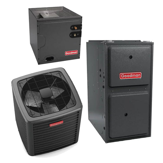 Goodman Classic Series 2.5 Ton 15 SEER2 80,000 Btu 96% AFUE Gas System, Variable Speed Motor, 17.5 inch Wide - GSXB403010 CAPTA3626B4 GMVC960803BN