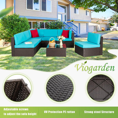 5-Piece All-Weather Wicker Patio Conversation Set With Ottoman And Cushions