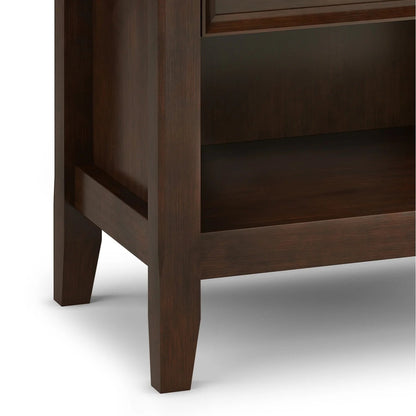 Solid Wood Nightstand With 2 Drawers And Open Shelf, 16 in D x 24 in W x 26 in H