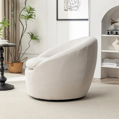 Boucle Swivel Barrel Accent Chair With 360 Degree Rotation