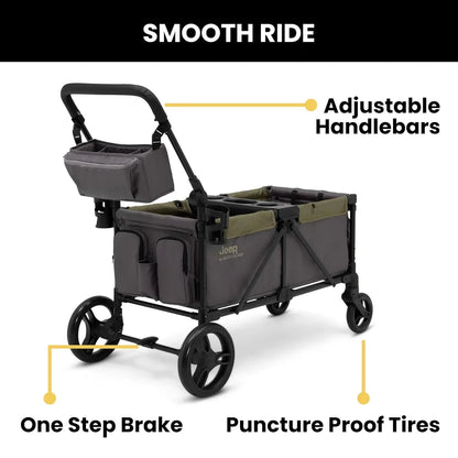 Jeep Sport All-Terrain Stroller Wagon With Canopy And Parent Organizer