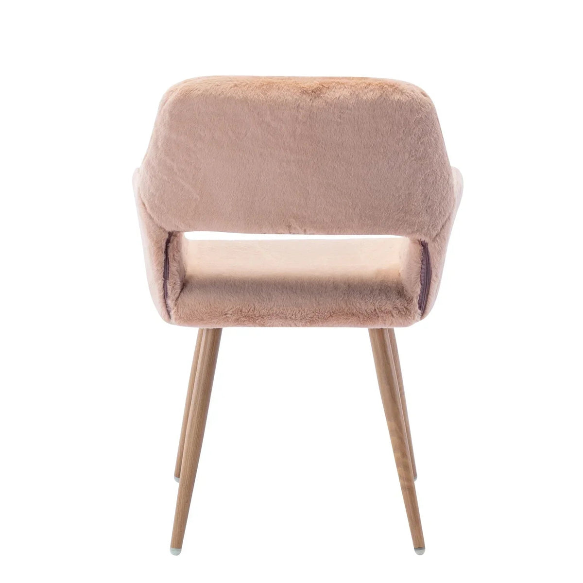 HengMing Faux Fur Mid Century Dining Side Chairs With Painted Steel Legs