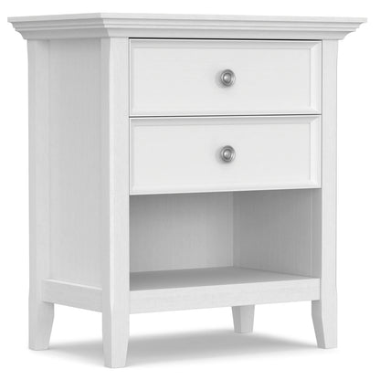 Solid Wood Nightstand With 2 Drawers And Open Shelf, 16 in D x 24 in W x 26 in H
