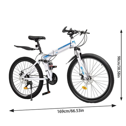 Wuzstar 26 inch Folding Mountain Bike, 21-Speed, Dual Disc Brake