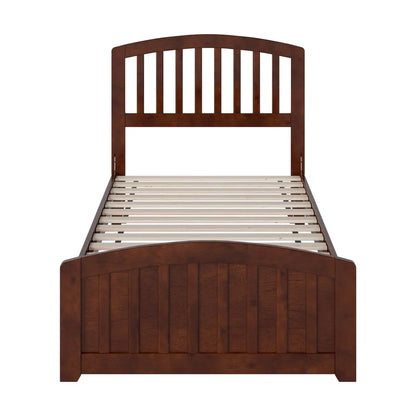 AFI Quincy Twin Solid Wood Low Profile Platform Bed With Matching Footboard, Walnut