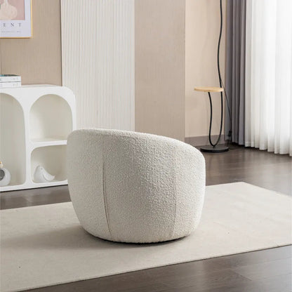 Boucle Swivel Barrel Accent Chair With 360 Degree Rotation