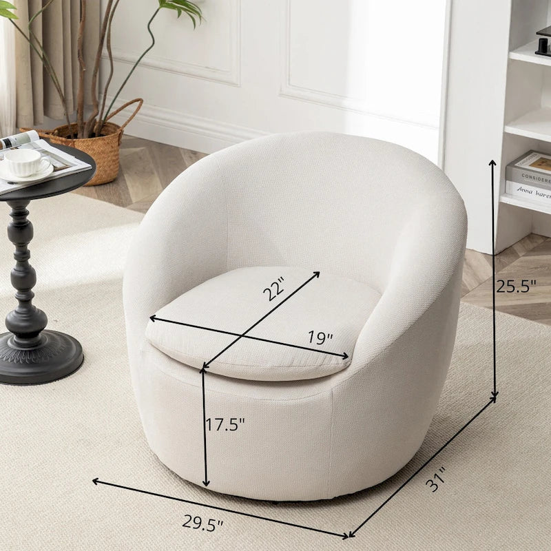 Boucle Swivel Barrel Accent Chair With 360 Degree Rotation