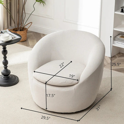 Boucle Swivel Barrel Accent Chair With 360 Degree Rotation