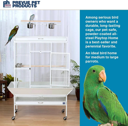 Prevue Pet Products Wrought Iron Select Bird Cage, Chalk White, 36-Inch x 24-Inch x 66-Inch - 3154C