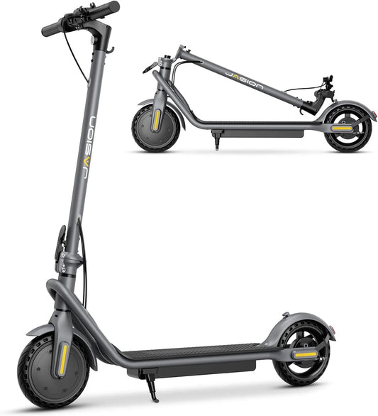 Jasion Electric Kick Scooter, 500W Peak, Up To 15.5 MPH, 19 Miles, Grey - JS2