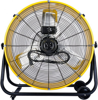 24 Inch Heavy Duty Drum Air Circulator Fan, 3 Speed, Yellow