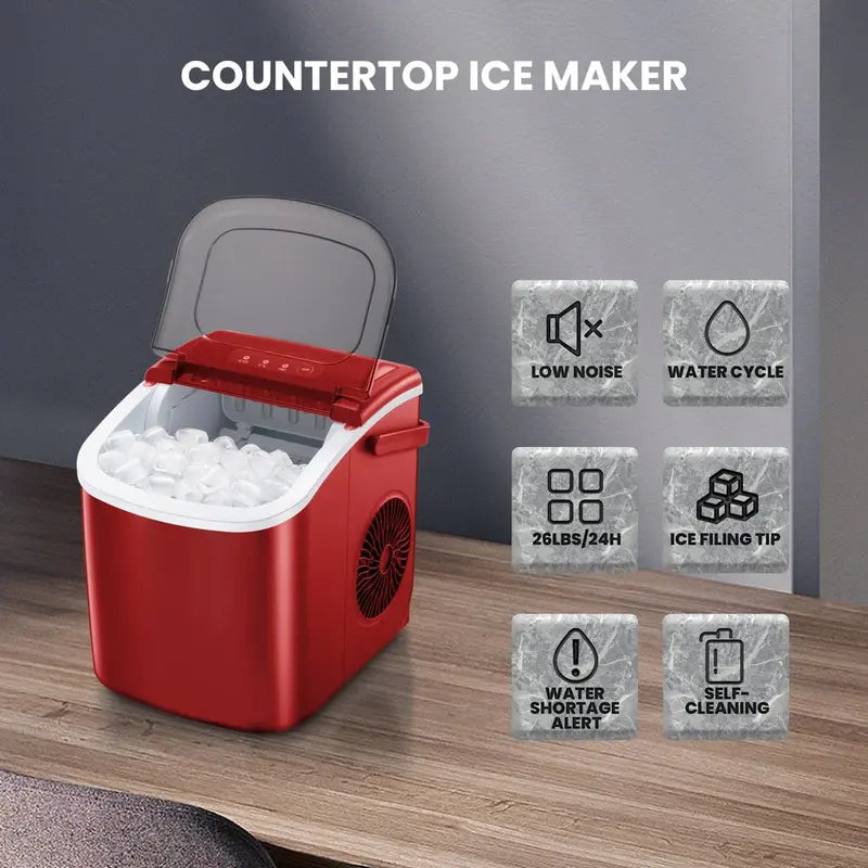 KISSAIR Portable Countertop Ice Maker, 26 Lbs/24 H, 9 Ice Cubes - HZB-12/H