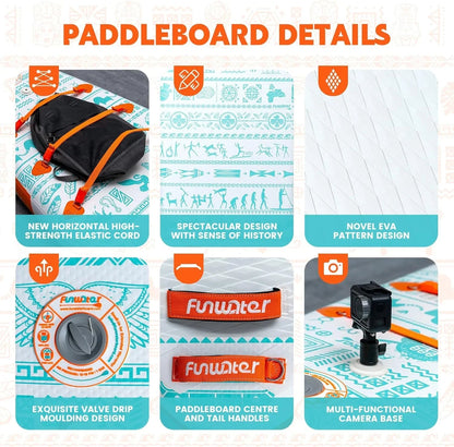 FunWater Inflatable Stand Up Paddle Board, 11 ft x 32 in x 6 in - SUP Paddle Accessories