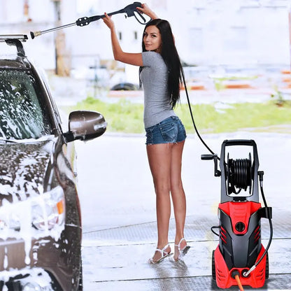3000 PSI Electric High Pressure Washer, 2 GPM, 2000W, Red And Black - Deck Patio Cleaner