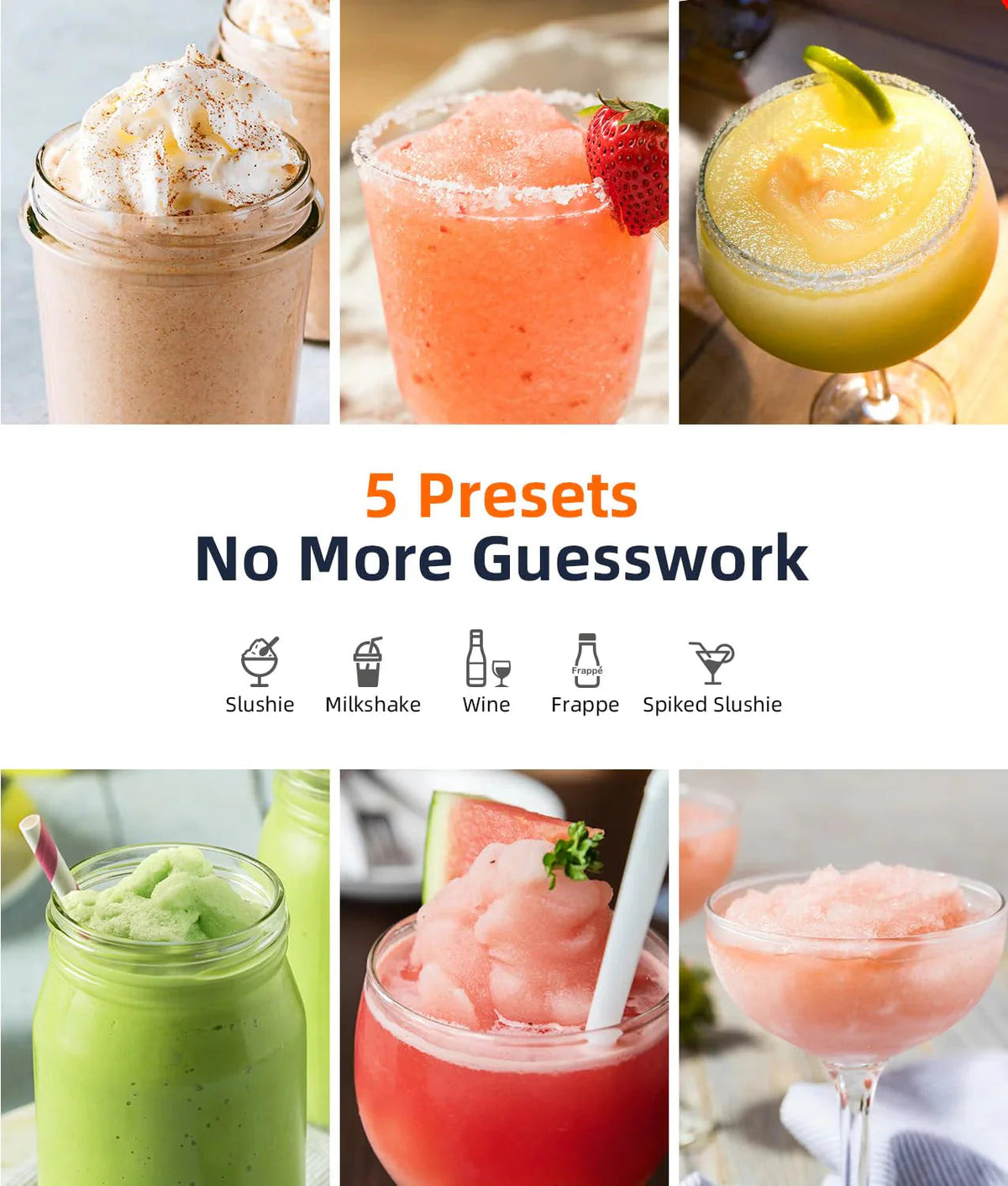 BKPPM Frozen Drink Maker, 70 oz, Gray - 6 Preset Programs