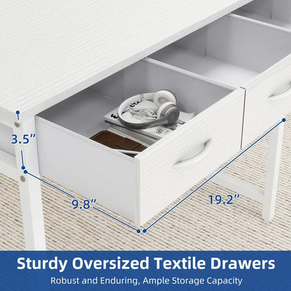 Computer Desk With 3 Fabric Drawers And Monitor Stand