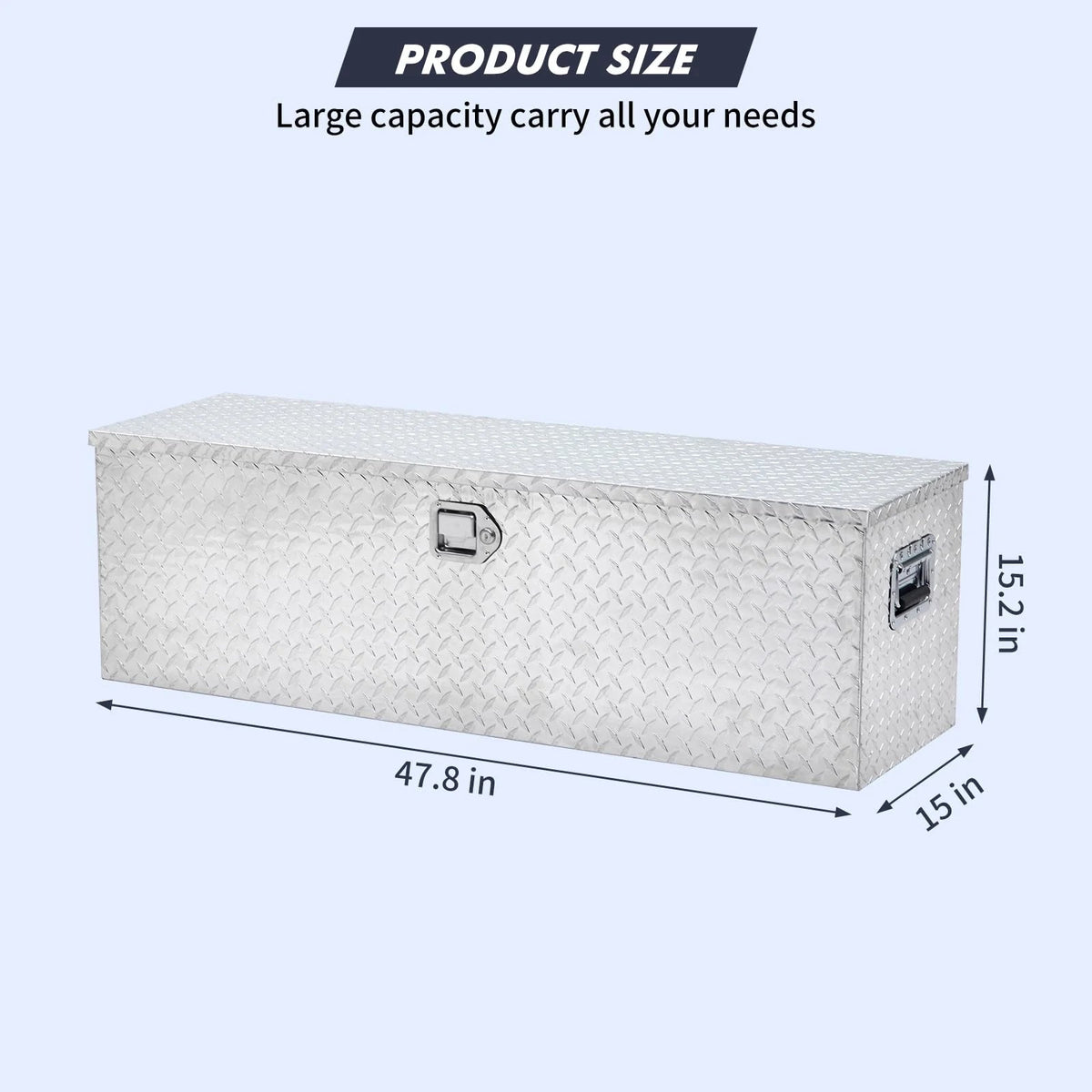48 Inch Aluminum Diamond Plate Truck Bed Tool Box With Shelf - Silver