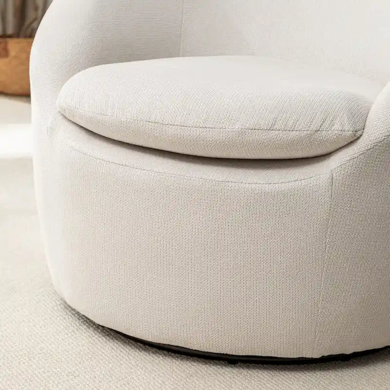 Boucle Swivel Barrel Accent Chair With 360 Degree Rotation