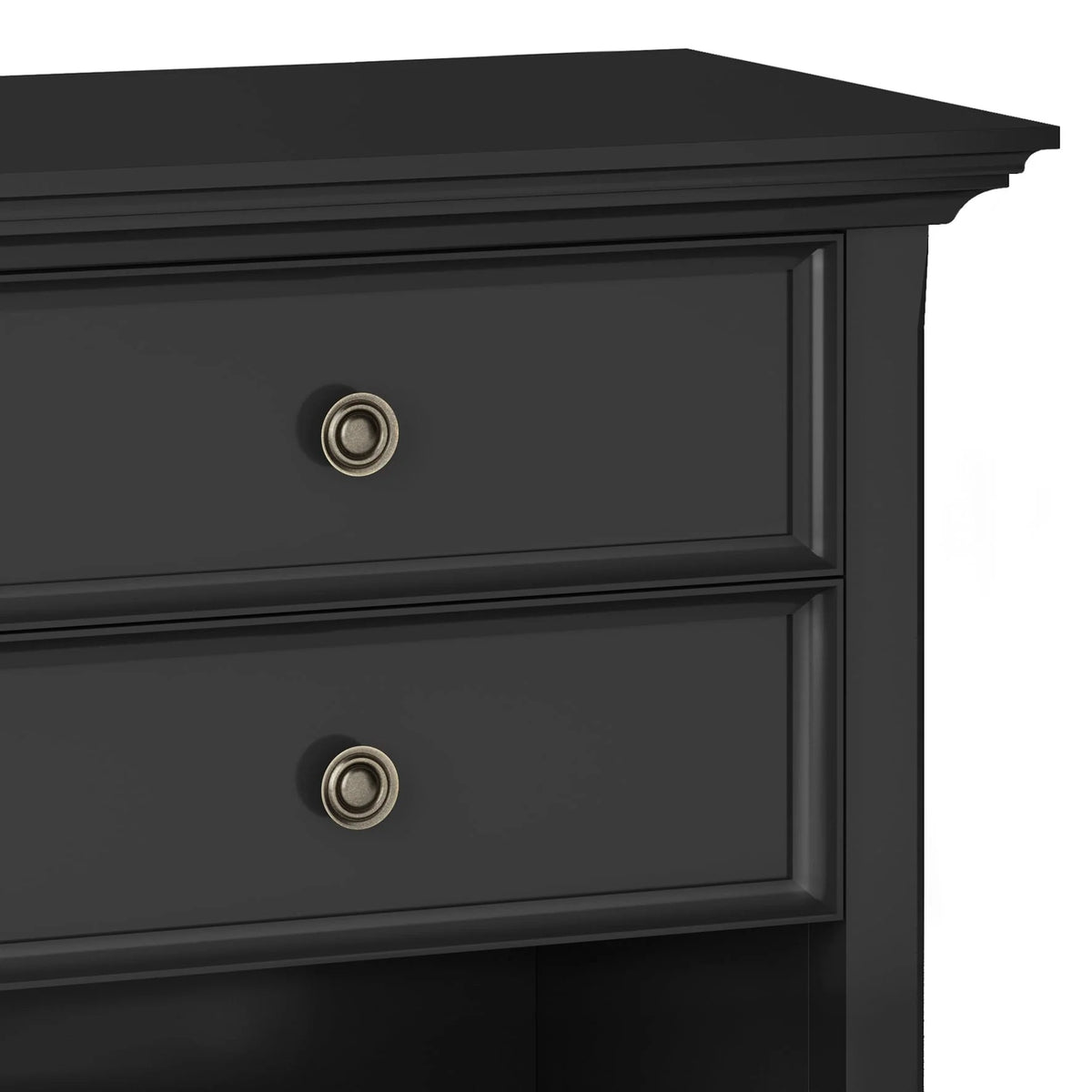 Solid Wood Nightstand With 2 Drawers And Open Shelf, 16 in D x 24 in W x 26 in H