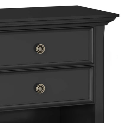 Solid Wood Nightstand With 2 Drawers And Open Shelf, 16 in D x 24 in W x 26 in H