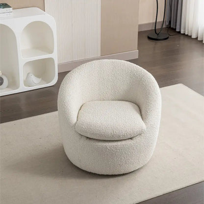 Boucle Swivel Barrel Accent Chair With 360 Degree Rotation