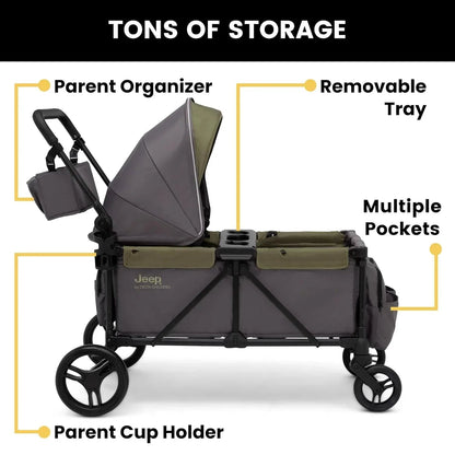 Jeep Sport All-Terrain Stroller Wagon With Canopy And Parent Organizer