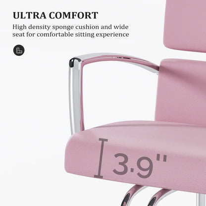 OmySalon Salon Chair With Hydraulic Pump, Pink, 360 Degree Swivel