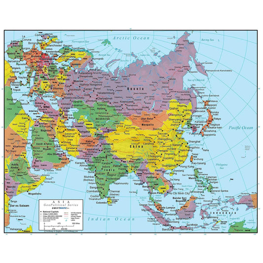 Swiftmaps Asia Geopolitical Wall Map - GeoPolitical Edition
