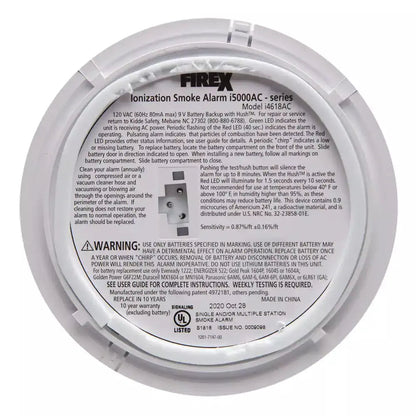Hardwired Smoke And Carbon Monoxide Alarm With Ionization Sensor, 120V AC, 9V Battery Backup